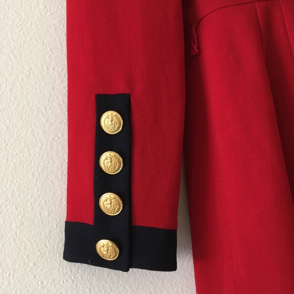 Linda Allard Ellen Tracy Red Wool Peacoat - Picture 4 of 7